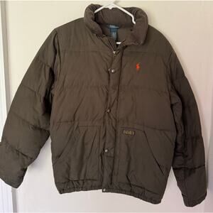 Polo Ralph Lauren down feather puffer jacket, boys size L 14/16 army green